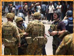 Battle Group Anzac Diggers and AFP UNPOL during riots Dili in July 2006