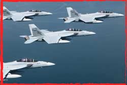 1 Sqn F/A-18F Rhino strike fighters over Qld.