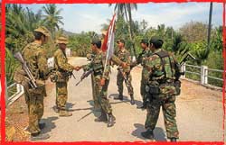 6RAR Diggers liaise with TNI troops along the Timor/Indonesian border at Motaaine.