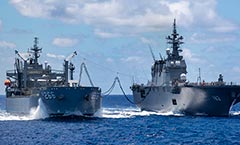 HMAS Sirius refuels the Japanese helicopter carrier JS Ise