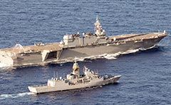JS Kaga and HMAS Warramunga Ex Malabar 2021